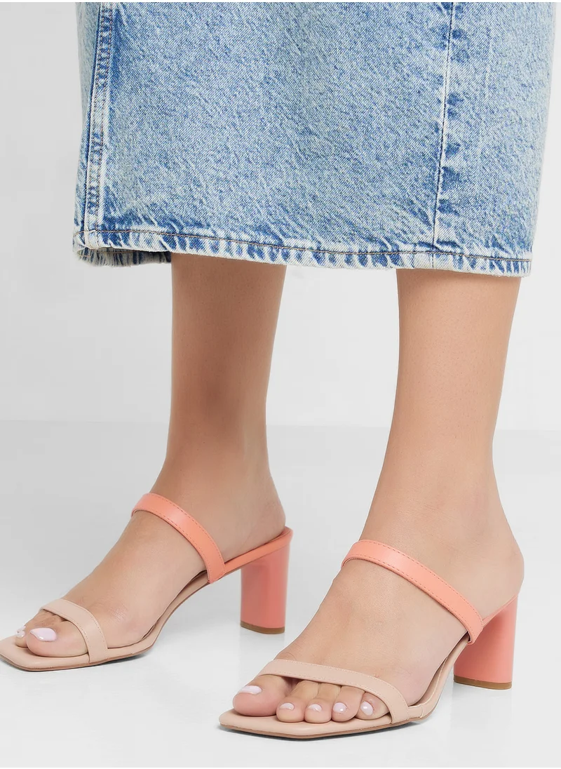 ايلا Color Block Double Strap Heel Sandal