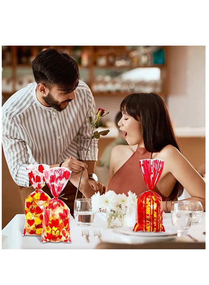 4 Mix Styles 100Pcs/Pack Transparent Love Red Heart Cookie Treat Sweet Bags Plastic Candy Bags For Valentine's Day Wedding Party Baking Opp Flat Mouth - Image 5