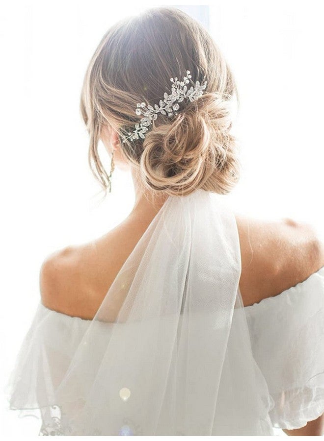 Unsutuo Crystal Bridal Headband Silver Rhinestone Leaves Wedding Hair Vine Pearls Bride Hair Pieces For Women And Girls(Silver)  - Image 5