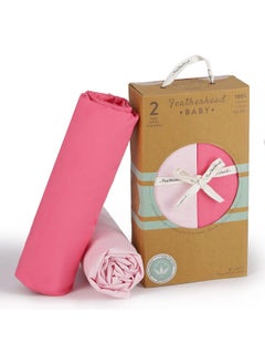 Featherhead Featherhead™ 2-Pack 100% Cotton Fitted Crib Sheets for Baby Girl - Ultra Soft, Breathable, & Cozy - Standard Crib and Toddler Mattresses 28" x 52" x 9" - Newborn Essential & Perfect Baby Registry Gift  - Image 4