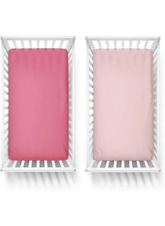 Featherhead Featherhead™ 2-Pack 100% Cotton Fitted Crib Sheets for Baby Girl - Ultra Soft, Breathable, & Cozy - Standard Crib and Toddler Mattresses 28" x 52" x 9" - Newborn Essential & Perfect Baby Registry Gift  - Image 3