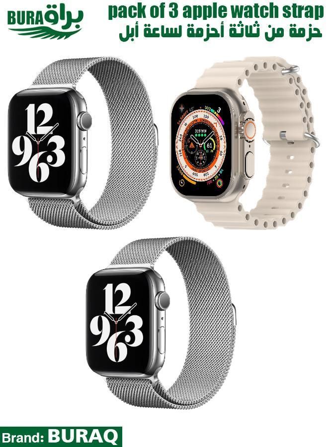 BURAQ Apple Watch Band Strap For Apple Watch Ultra 2/Ultra 49mm, Series 10 46mm, 9/8/7 45mm, SE2/SE/6/5/4 44mm, 3/2/1 42mm