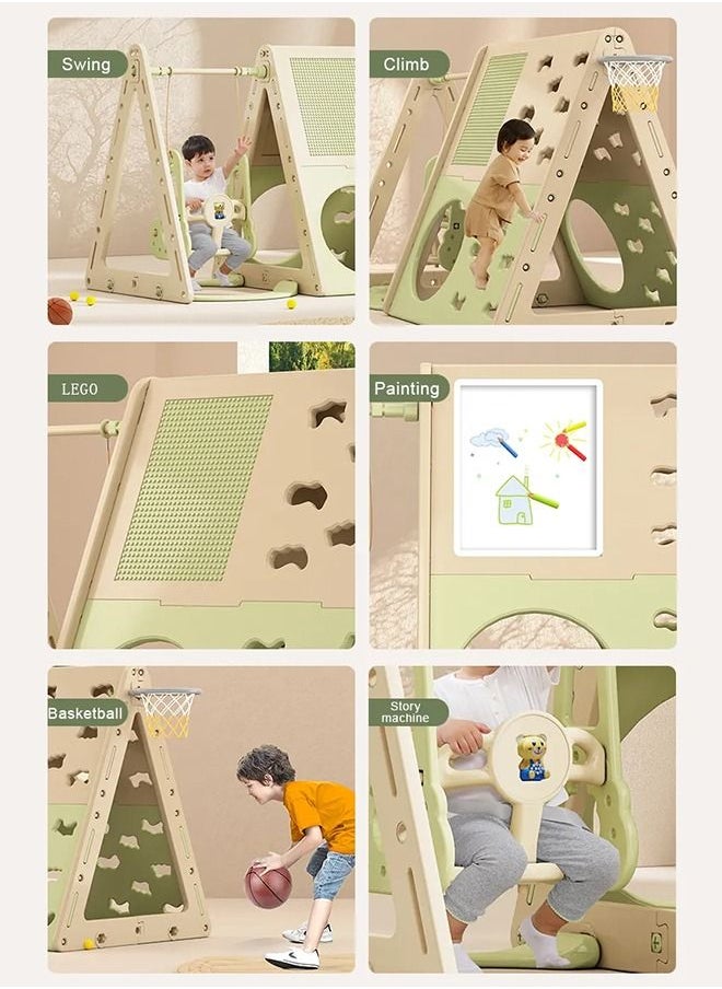 JSAITOYS - Multifunctional Game Toy Tent 6 in 1 Drawing Block Board Climbing Frame Basketball Hoop Toy Tent Suitable For 3 Years Children - Image 1