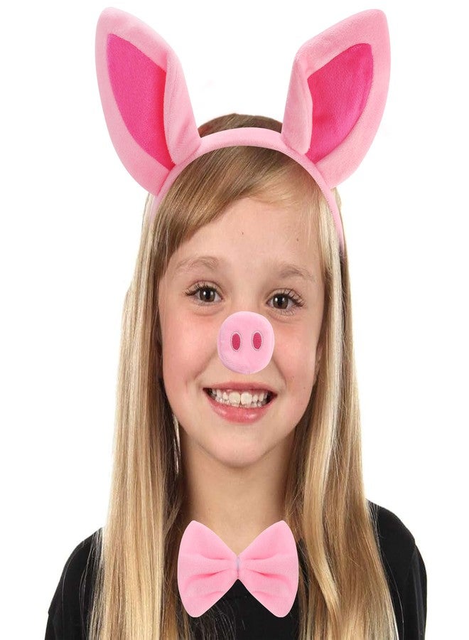 Exacoo Pink Pig Costume Set Fuzzy Pig Ears Headband Piggy Nose Tail Tutu Skirt Bowtie Kit Animal Circus Costumes Dress Up Halloween Cosplay Decoration Cute Piglet Outfit - Image 2