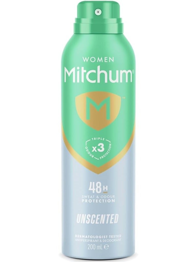 ميتشوم مزيل عرق بخاخ بدون رائحة للنساء، حماية ثلاثية من الروائح الكريهة، يدوم 48 ساعة، 200 مل - Image 1