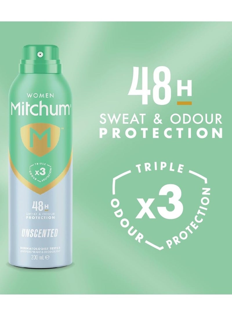 ميتشوم مزيل عرق بخاخ بدون رائحة للنساء، حماية ثلاثية من الروائح الكريهة، يدوم 48 ساعة، 200 مل - Image 2
