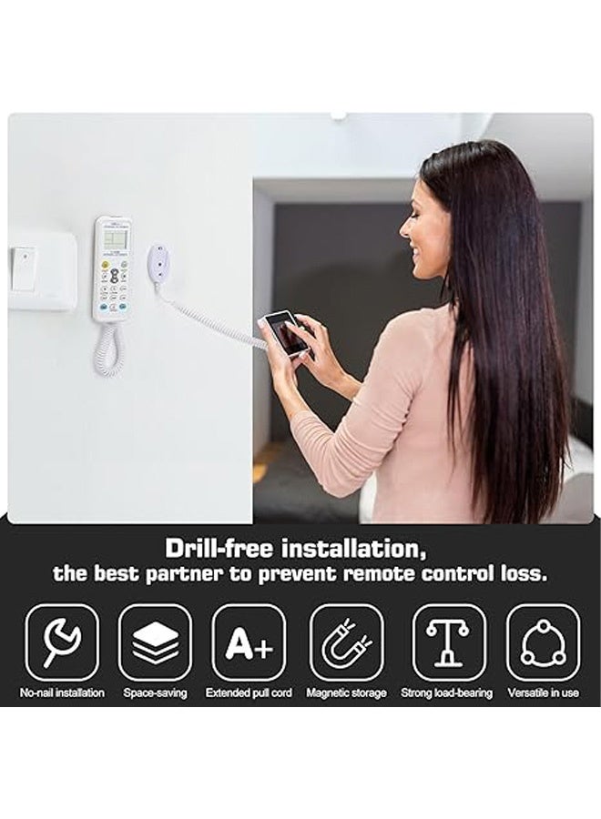 Photon 2-Pack Magnetic Remote Control Holders with Spring Ropes, Spring Ropes Safely Secure Remotes Wall-Mount with Adhesive, Rapid Adsorption - Image 4