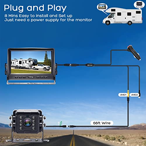 Yakry RV Backup Camera Plug and Play - No Delays 7 Inch HD 1080P Rear View Camera with IR Night Vision 2 Channels - Waterproof Reverse Camera for Truck Trailer Camper Tractor Y14 - Image 2