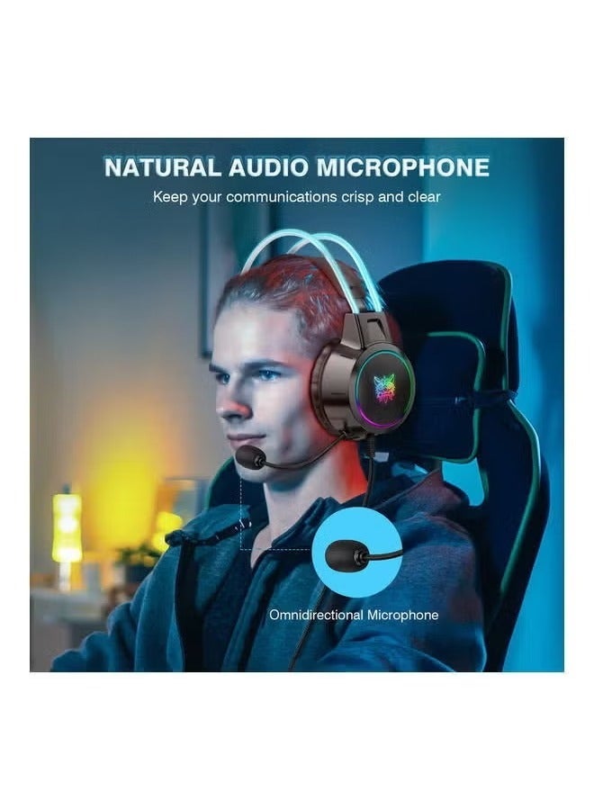 onikuma X15 Pro Wired PC Gaming Headphone with Mic and LED Light, High-Quality Stereo Sound, Noise-Canceling Mic, Comfortable Over-Ear Design, Customizable RGB LED Lights for Enhanced Gaming Experience - Image 5
