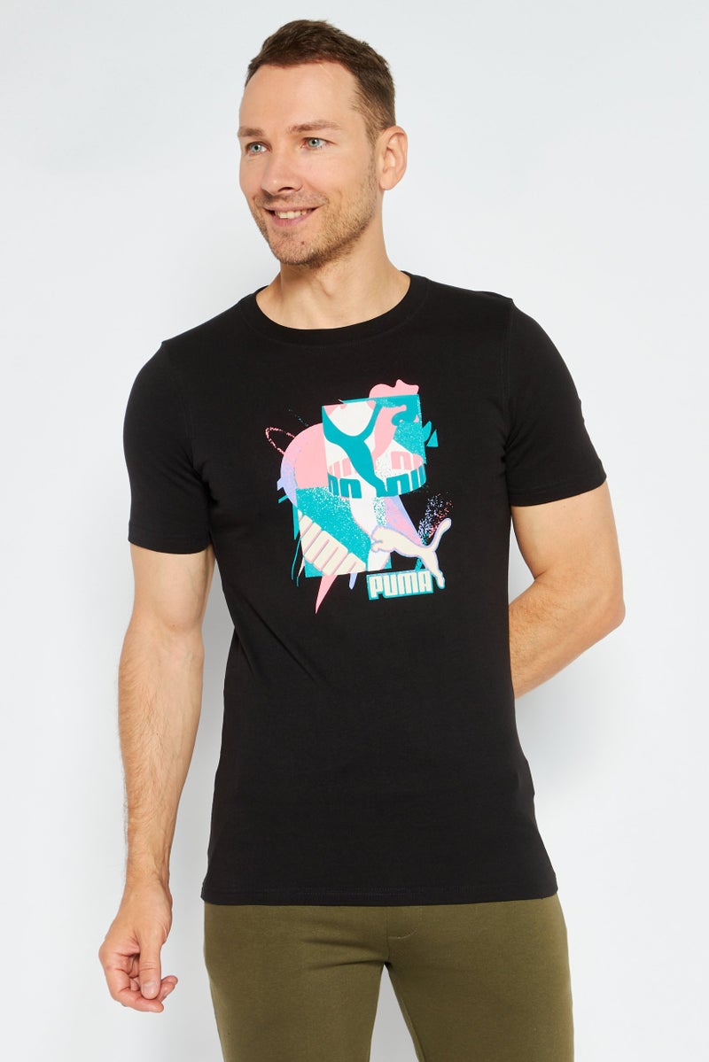 PUMA Men Sportswear Fit Short Sleeves Outdoor  T-Shirt, Black - Image 1