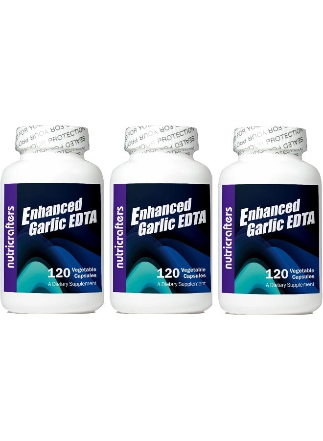 NutriCrafters Enhanced Garlic EDTA 120 Capsules - 3 Pack - 1000mg High Potency Calcium Disodium EDTA Formula - Image 1