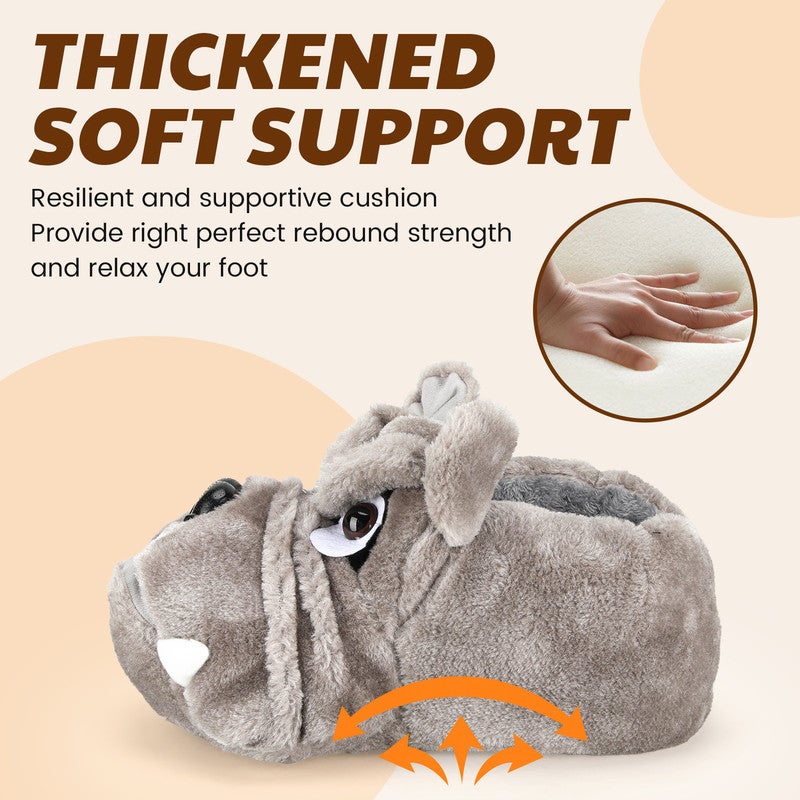 لاكي كيدز نعال قطيفة برسوم كرتونية مضحكة للبالغين - أحذية داخلية دافئة من إسفنج الذاكرة من الصوف، نعال منزلية ناعمة ومريحة بنعل مانع للانزلاق للنساء - Image 3