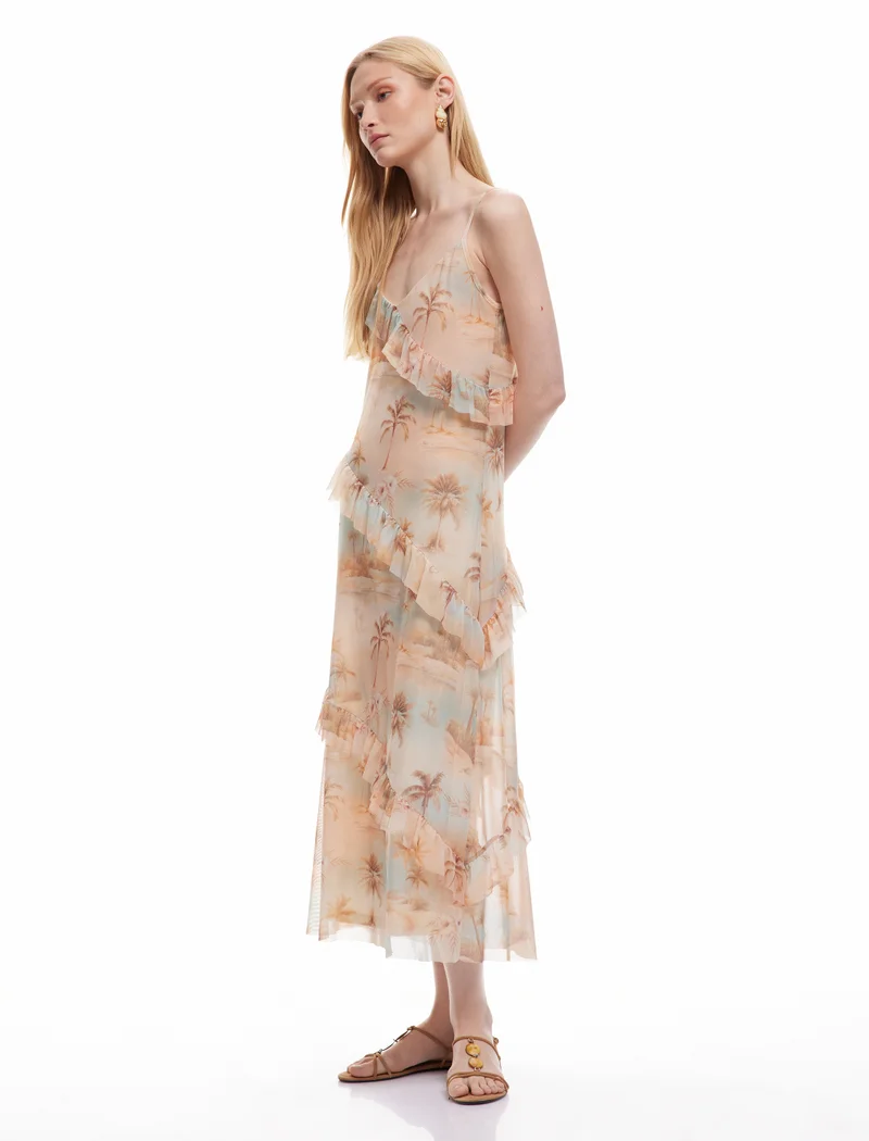كوتون Strappy Ruffle Dress