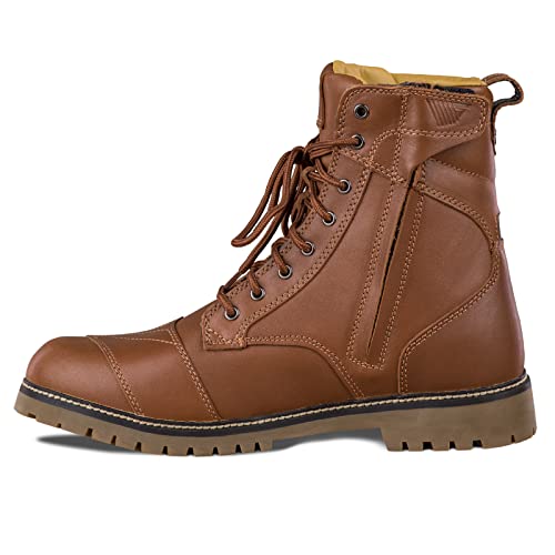 SHIMA THOMSON Motorbike Boots for Men Reinforced Leather Mens Biker Boots with Side Zipper Ankle Support Anti-Slip Sole Gear Shift Handle (Black, 9) - Image 3