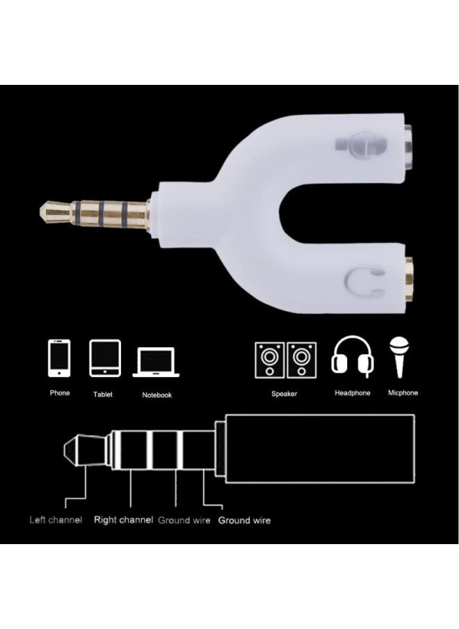 Generic 3.5 Audio Female To Audio Adapter U-shaped One-Two Wired Headset Microphone For huawei-Interface Form:Blue  - Image 2