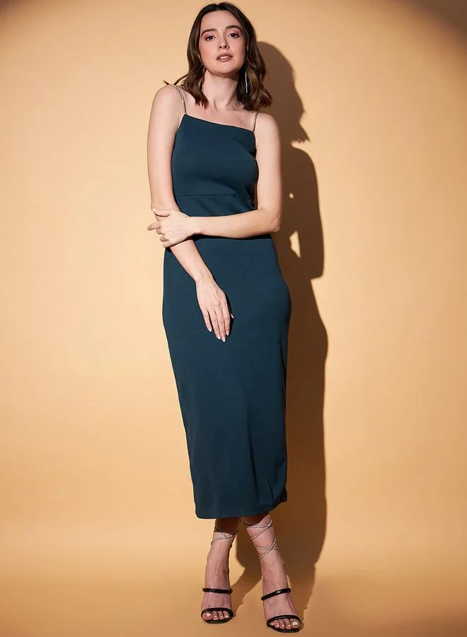 Kassually Kassually Solid Square Neck Strappy Sheath Midi Dress