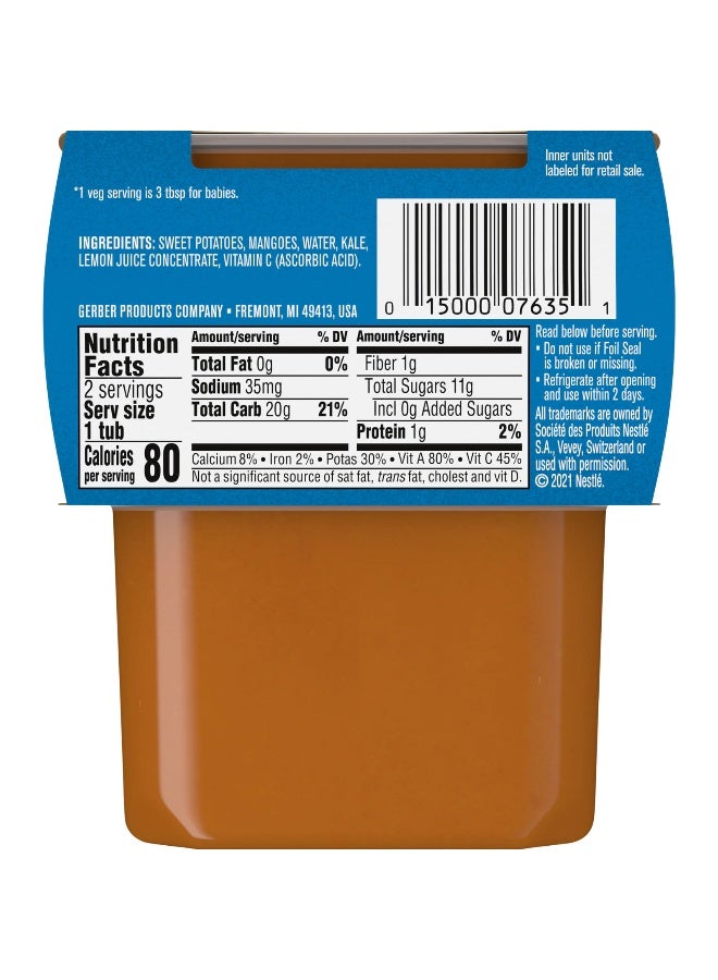 Gerber Gerber, Natural for Baby, Veggie Power, 2nd Foods, Sweet Potato Mango Kale, 2 Pack, 4 oz (113 g) Each  - Image 2