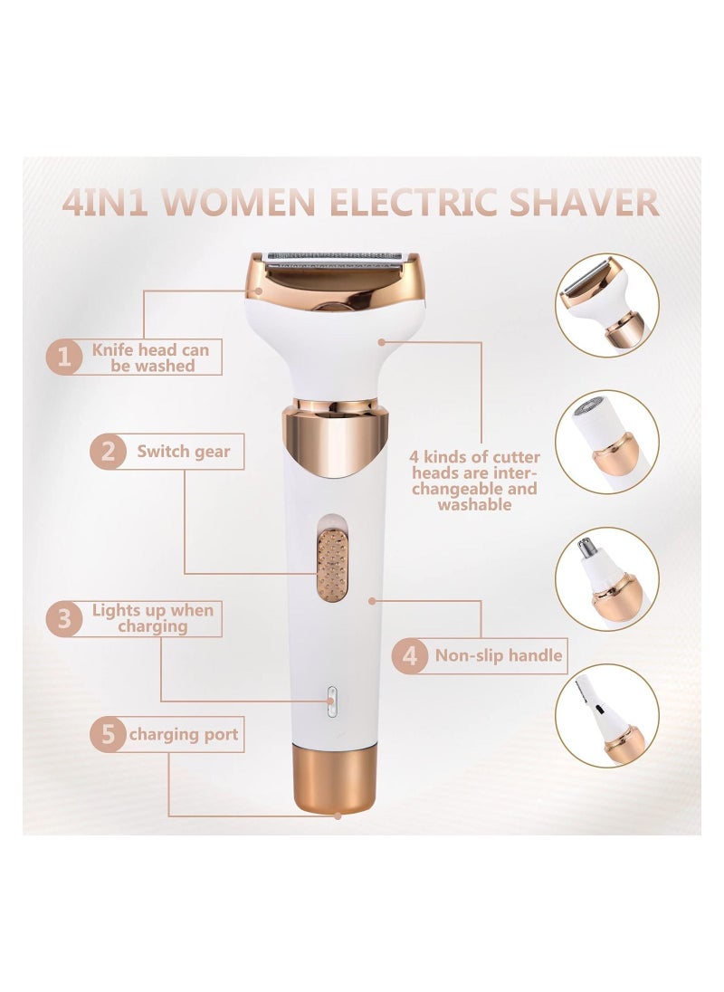 DMG TECH - 4 in 1 Electric Razor for Women Bikini Trimmer, Women's Shaver Cordless Wet and Dry, Shaver for face, Legs and underarms, Replaceable Trimmer Head, USB Rechargeable - Image 1