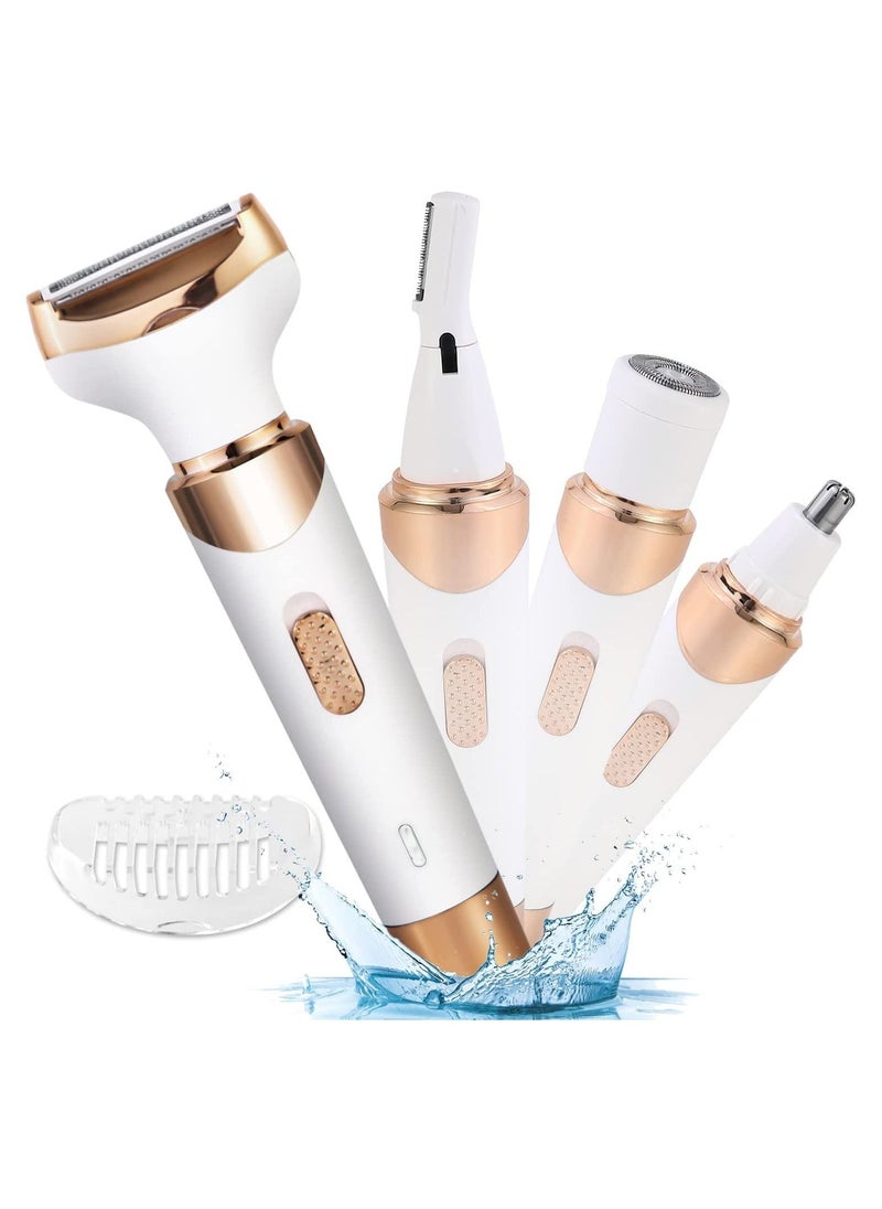 DMG TECH - 4 in 1 Electric Razor for Women Bikini Trimmer, Women's Shaver Cordless Wet and Dry, Shaver for face, Legs and underarms, Replaceable Trimmer Head, USB Rechargeable - Image 1
