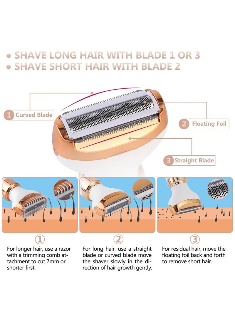 DMG TECH - 4 in 1 Electric Razor for Women Bikini Trimmer, Women's Shaver Cordless Wet and Dry, Shaver for face, Legs and underarms, Replaceable Trimmer Head, USB Rechargeable - Image 1