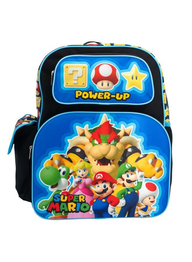 Accessory Innovations AI Super Mario Brothers Backpack, 16" Schoolbag with 3D Molded front pocket featuring Super Mario Characters Mario, Lugi, Princess Peach, Yoshi, & Boswer. - Image 1