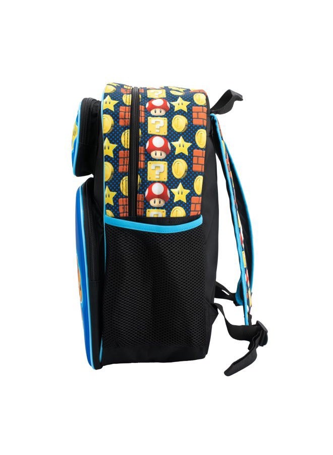 Accessory Innovations AI Super Mario Brothers Backpack, 16" Schoolbag with 3D Molded front pocket featuring Super Mario Characters Mario, Lugi, Princess Peach, Yoshi, & Boswer. - Image 4