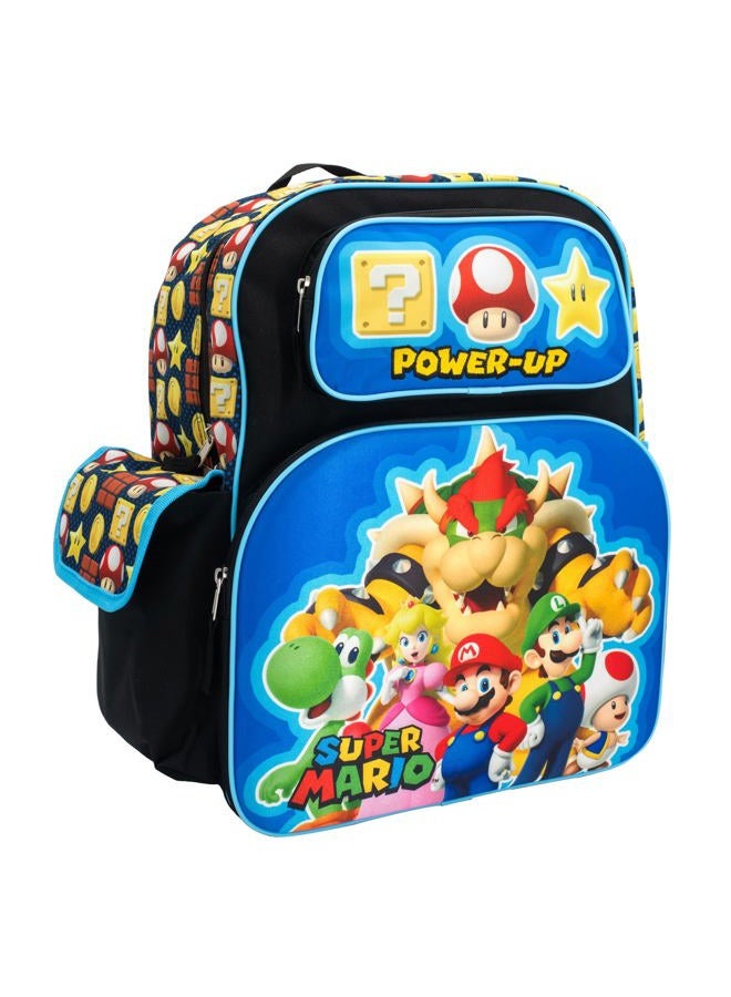 Accessory Innovations AI Super Mario Brothers Backpack, 16" Schoolbag with 3D Molded front pocket featuring Super Mario Characters Mario, Lugi, Princess Peach, Yoshi, & Boswer. - Image 2