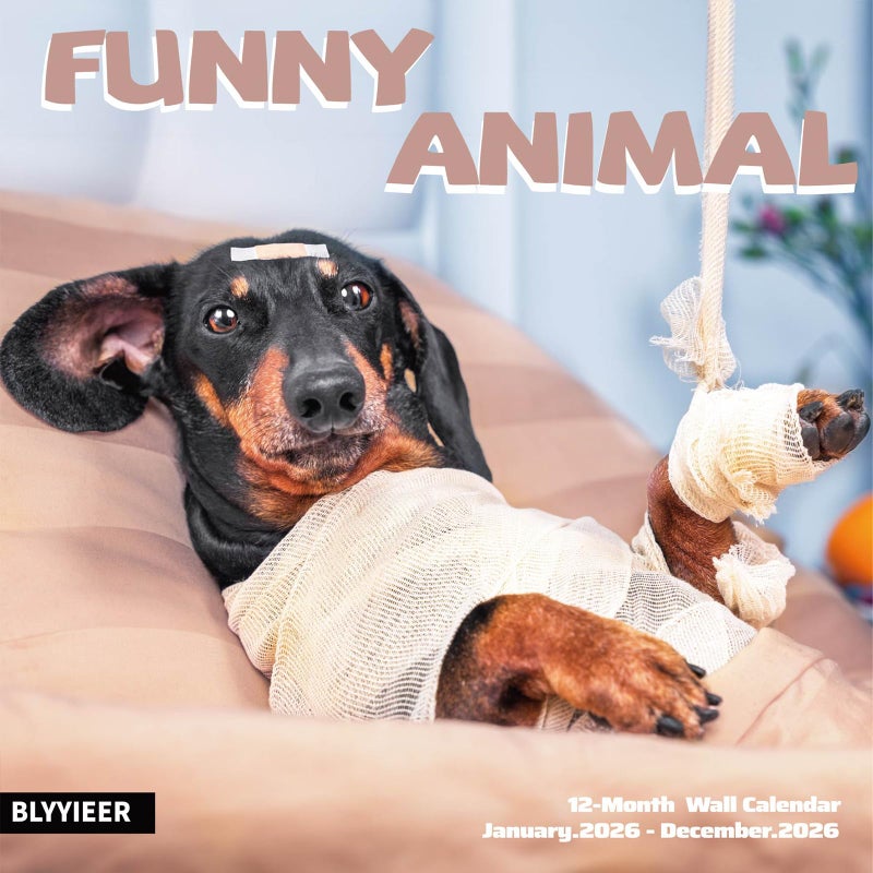 BLYYIEER 2026 Wall Calendar Funny Animal, 14 Months Hangable Wall Calendars, 12" x 24" (Open), Thick Glossy Paper, Organizing & Planning - Image 1