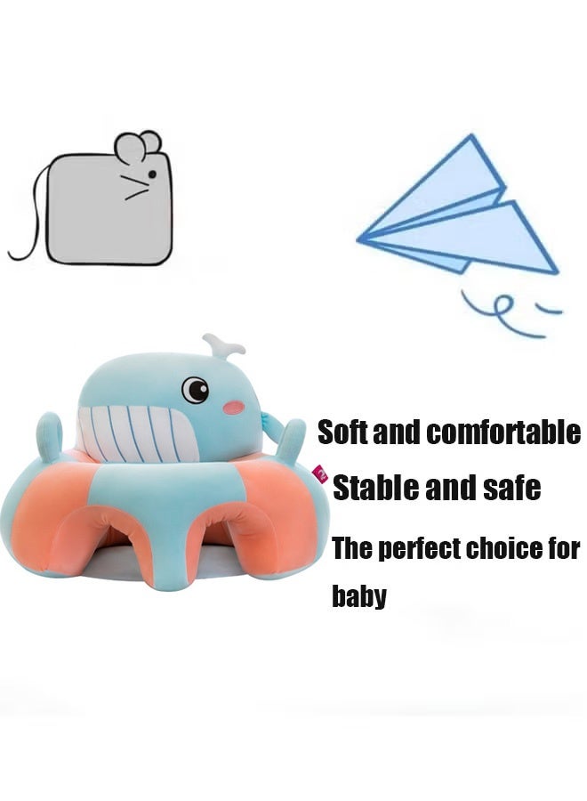 Berma Baby Baby Support Seat Sofa Cartoon Infant Sofa Cute Learning Sitting Chairs Baby Sit Up Chair Back Head Protector Baby Bouncer Infants Floor Seats (Whale) - Image 3