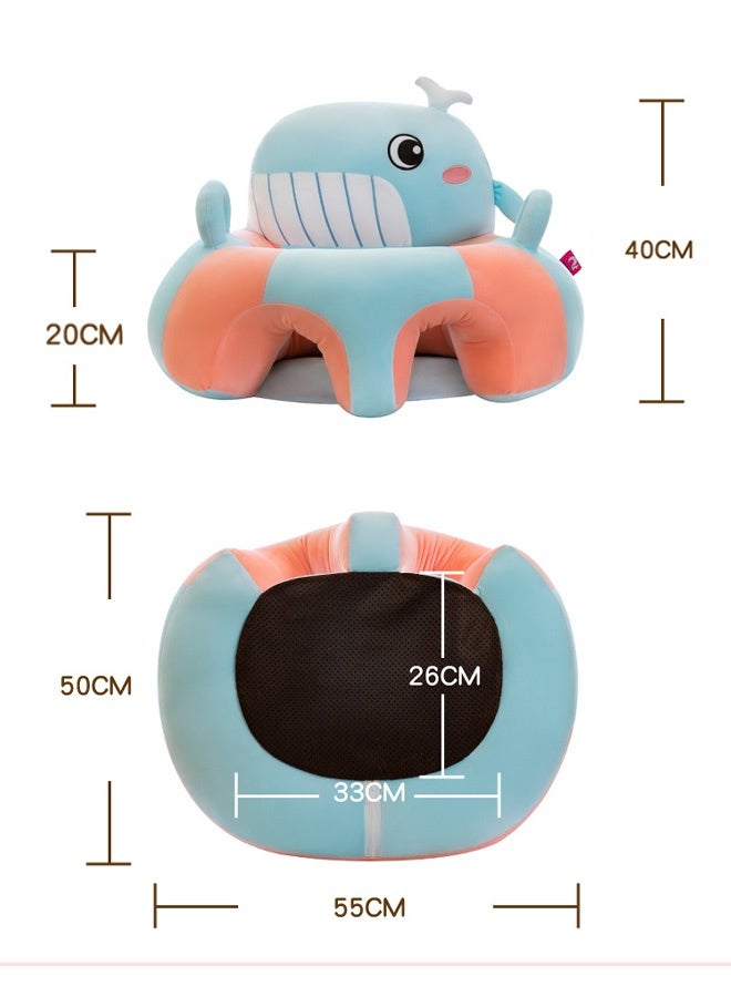 Berma Baby Baby Support Seat Sofa Cartoon Infant Sofa Cute Learning Sitting Chairs Baby Sit Up Chair Back Head Protector Baby Bouncer Infants Floor Seats (Whale) - Image 2