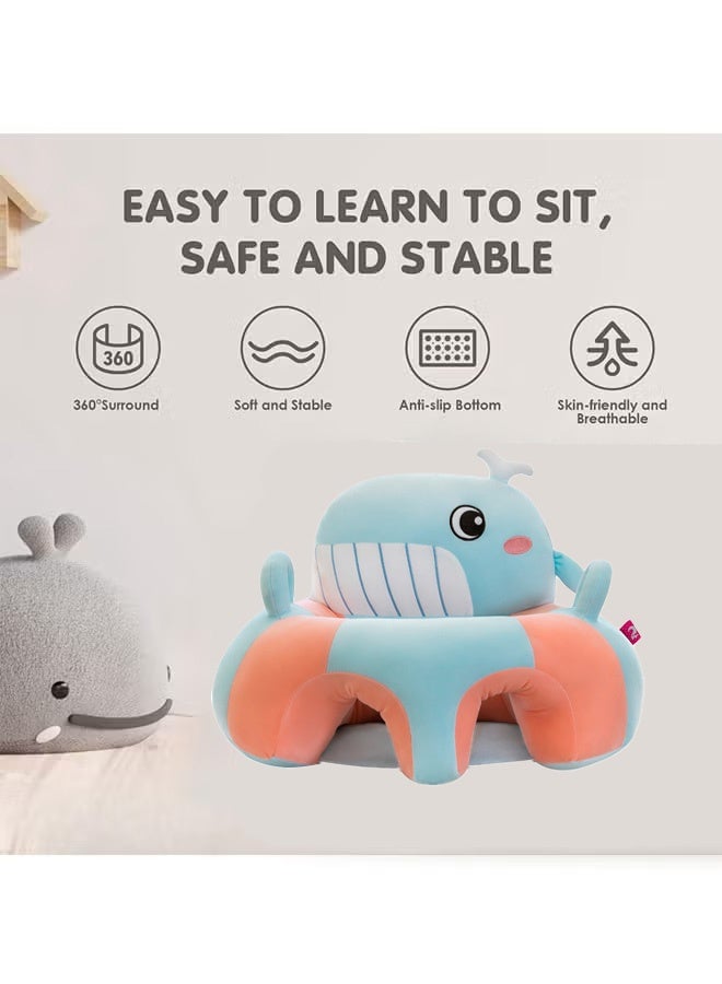 Berma Baby Baby Support Seat Sofa Cartoon Infant Sofa Cute Learning Sitting Chairs Baby Sit Up Chair Back Head Protector Baby Bouncer Infants Floor Seats (Whale) - Image 4