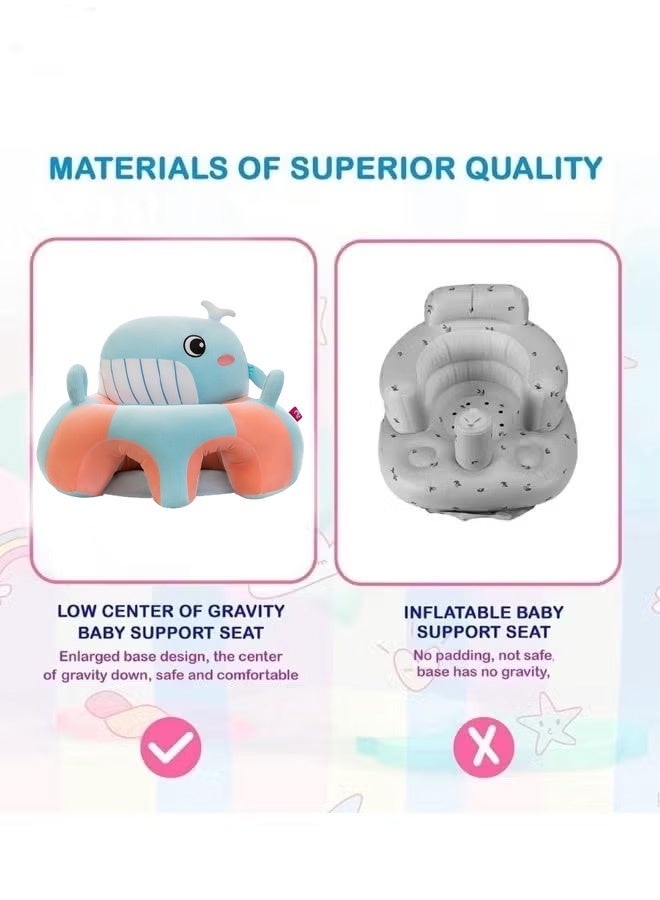 Berma Baby Baby Support Seat Sofa Cartoon Infant Sofa Cute Learning Sitting Chairs Baby Sit Up Chair Back Head Protector Baby Bouncer Infants Floor Seats (Whale) - Image 5