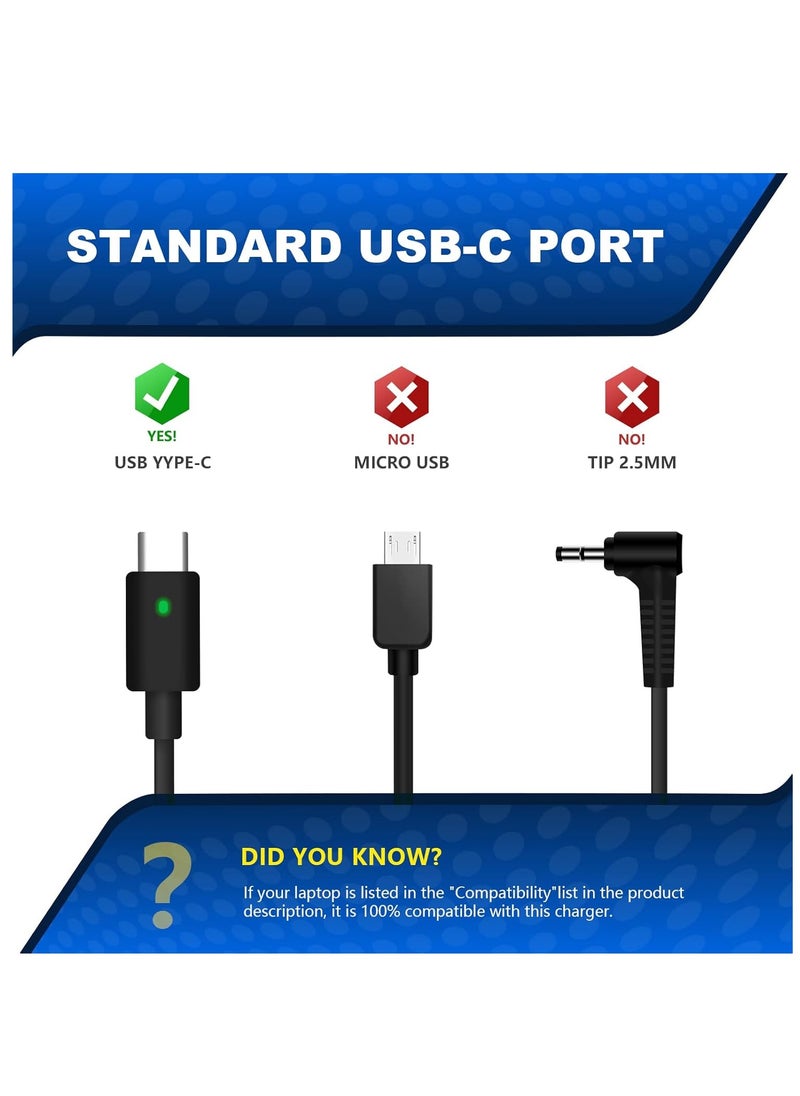 Generic - HUSAN Power Supply AC 90-65 45W USB-C Charger Replacement UK Plug for Dell Latitude 5280 5480 5580 7280 7380 7480 Dell x PS 12 9250 13 9350 15 9550 USB Laptop Multicolor - Image 1