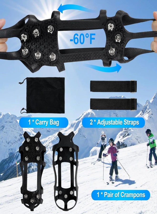 JOGFFDE Ice Cleats Snow Traction Cleats Crampons for Shoes, Anti-Skid Overshoe 9 Studs Stainless Steel Grippers Slip-on Stretch Footwear for Walking Jogging Hiking Mountaineering Ice Snow Grips(Large) - Image 3