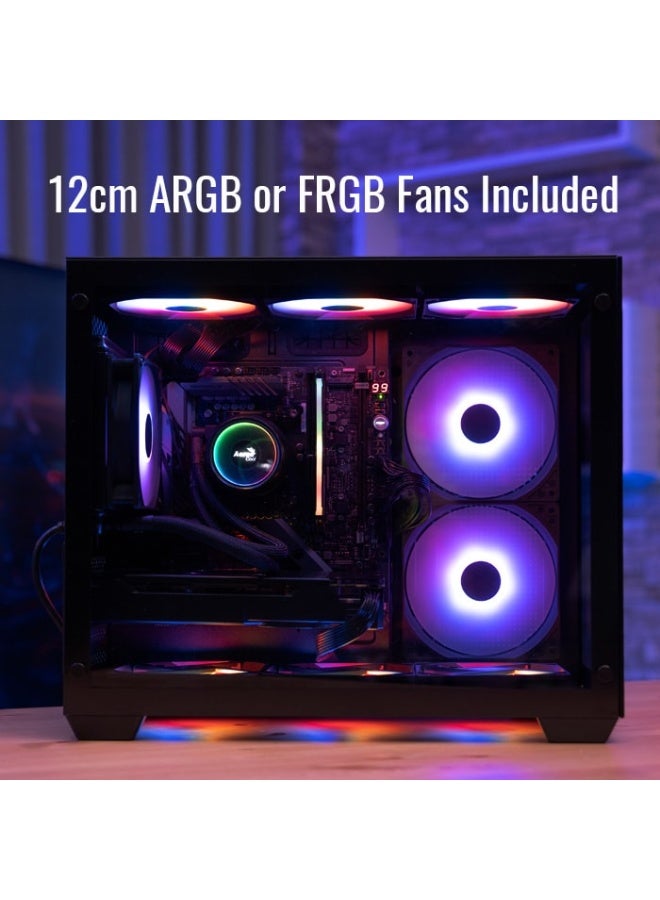 AeroCool Dryft Mini Panoramic Gaming PC Case - Full Tempered Glass, Pre-installed RGB Fans, Micro-ATX/Mini-ITX Support, Liquid Cooling Ready, Dual Chamber, Optimized Airflow, Black - Image 3