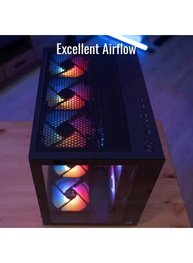 AeroCool Dryft Mini Panoramic Gaming PC Case - Full Tempered Glass, Pre-installed RGB Fans, Micro-ATX/Mini-ITX Support, Liquid Cooling Ready, Dual Chamber, Optimized Airflow, Black - Image 5