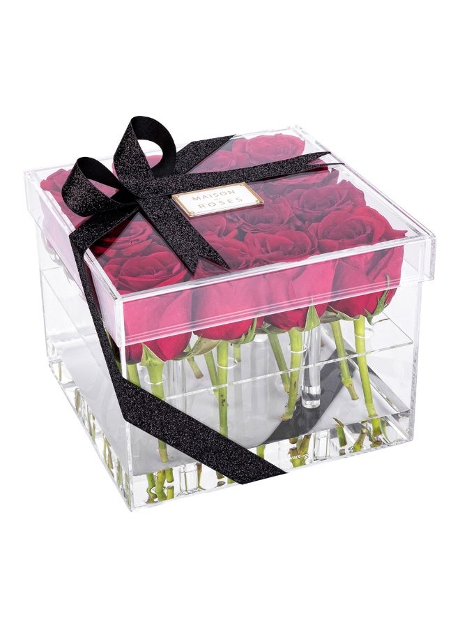 Restaurantware Clear Tek 7.9 x 7.9 x 5.9 Inch Acrylic Flower Holder, 1 Square Flower Box Water Holder - 16 Holes, With Lid, Clear Acrylic Flower Box, Centerpiece For Party, Use As Gift Box - Image 2