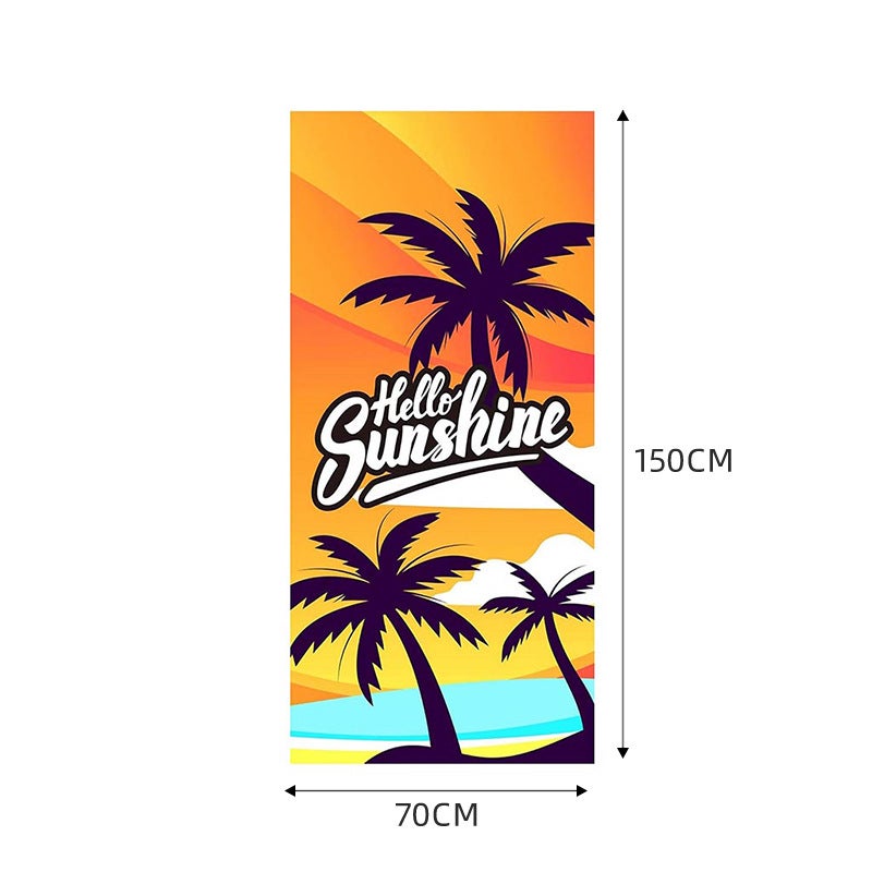 Foreign trade cartoon bath towel absorbent quick-drying swimming couple beach towel microfiber reactive printing towel wholesale(Beach Coconut Tree -2392, 150*70cm) - Image 4