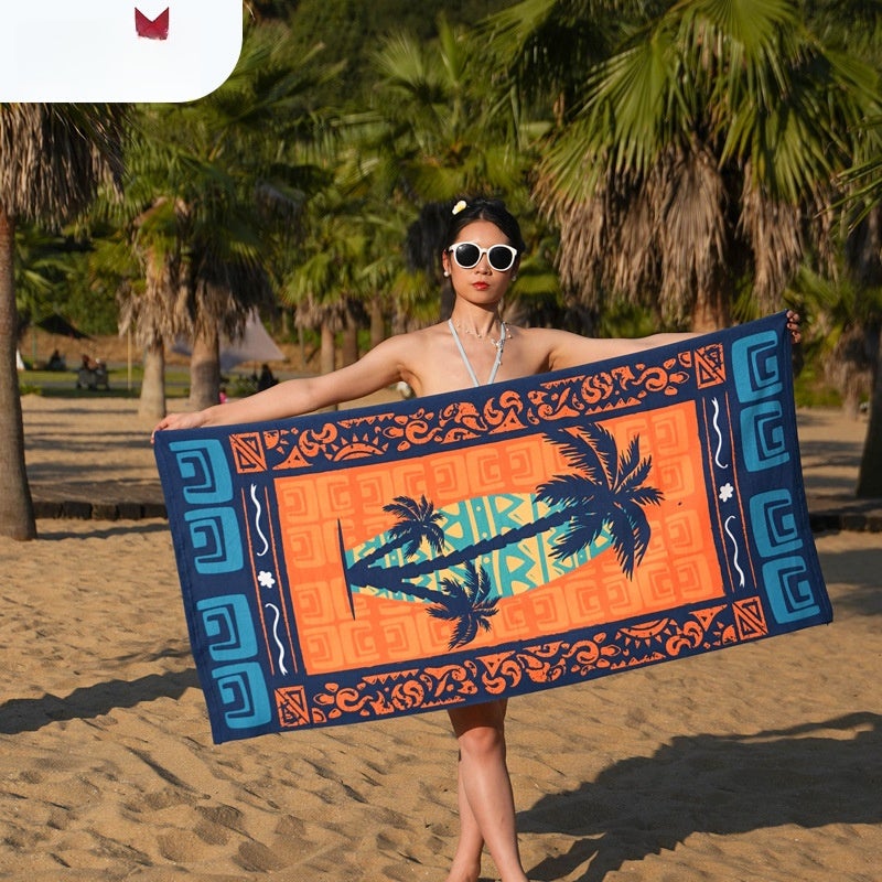 Foreign trade cartoon bath towel absorbent quick-drying swimming couple beach towel microfiber reactive printing towel wholesale(Beach Coconut Tree -2392, 150*70cm) - Image 5