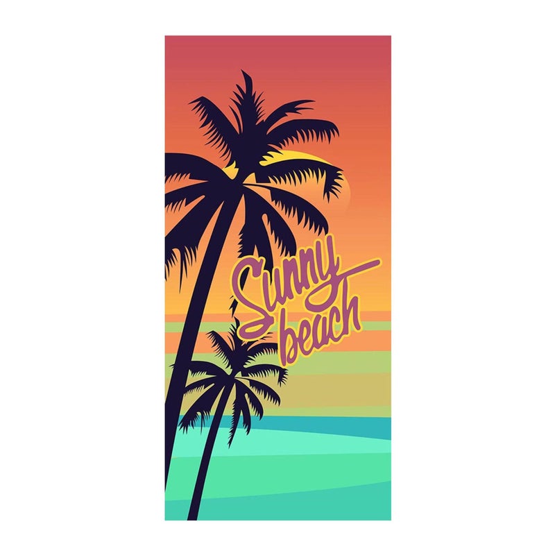 Foreign trade cartoon bath towel absorbent quick-drying swimming couple beach towel microfiber reactive printing towel wholesale(Beach Coconut Tree -2392, 150*70cm) - Image 1