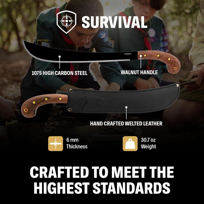 Condor Tool & Knife Survival Machete with Walnut Handle - Image 3
