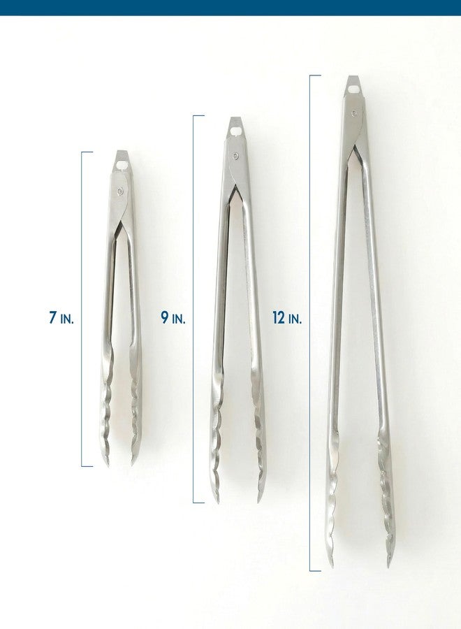 EDLUND 3-Pack Tong Set – Commercial Grade Stainless Steel Tongs (7", 9", 12"), Heavy Duty Grip, Locking Mechanism, Made in USA - Image 3