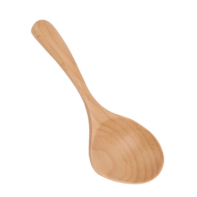 Wooden Spoons 1 Pc Beech Wood Exquisite Craftsmanship Handcrafted Spoons - High Temperature Resistant Durable Spoons for Home Kitchen Cooking Serving Mixing - Image 1