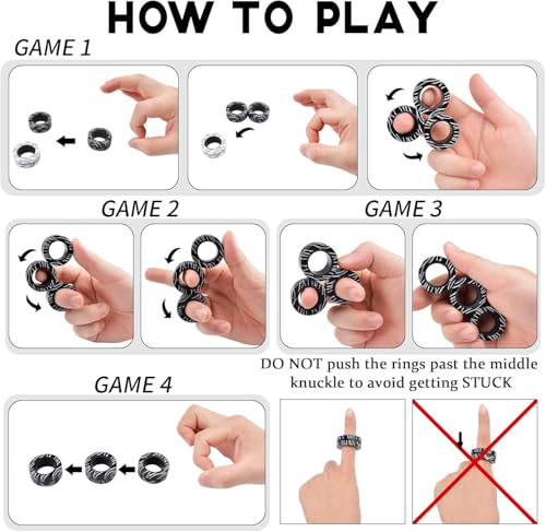 Cevioce 6 PCS Magnetic Rings Fidget Toys Set for Teens,ADHD Anxiety Magnetic Finger Spinner for Adults and Kids,Coolest Magnet Stress Relief Toy Birthdays Gifts for 8 9 10 11 12+ Year Old Boys Girls - Image 3