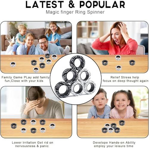 Cevioce 6 PCS Magnetic Rings Fidget Toys Set for Teens,ADHD Anxiety Magnetic Finger Spinner for Adults and Kids,Coolest Magnet Stress Relief Toy Birthdays Gifts for 8 9 10 11 12+ Year Old Boys Girls - Image 4