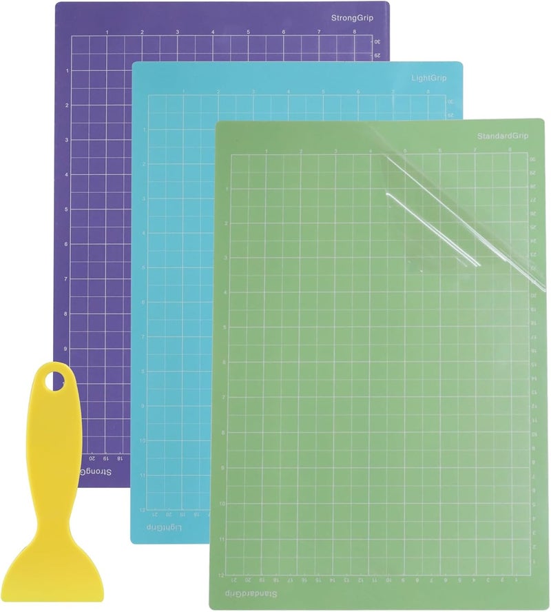 Moicstiy 3 Pcs Cutting Mat, 8.5x12Inch Reusable Adhesive Cutting Mats with Protective Film for Crafts, Cardstock, Iron On, Vinyl (Blue&Green&Purple) - Image 1