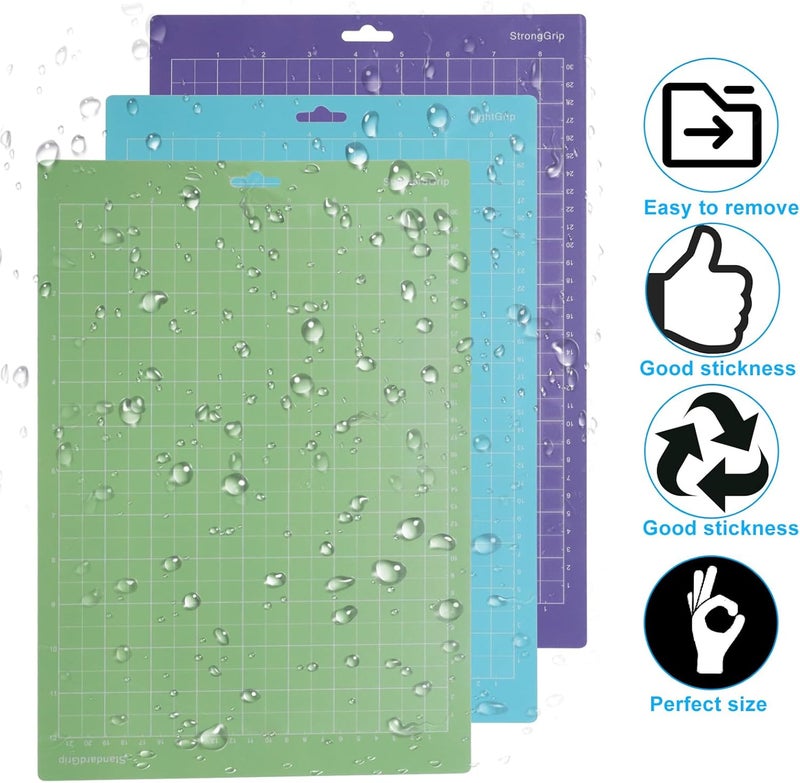 Moicstiy 3 Pcs Cutting Mat, 8.5x12Inch Reusable Adhesive Cutting Mats with Protective Film for Crafts, Cardstock, Iron On, Vinyl (Blue&Green&Purple) - Image 4