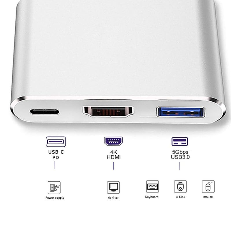 SANCY محول USB-C إلى HDMI (4K @ 60Hz) - محول 3 في 1 من نوع C لجهاز MacBook و Chromebook و iMac وغيرها من أجهزة USB-C - Image 4