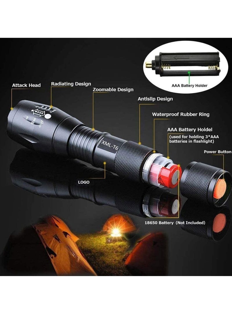 Flashlight Torch Grade 5 Modes XML T6 3000 Lumens Led Waterproof Handheld for Camping Biking Hiking Outdoor Home Emergency 2 Pack - Image 5