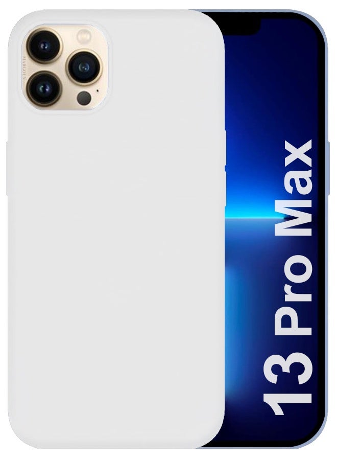 CATANES Protective Soft Silicone Case Cover for iPhone 13 Pro Max - White - Image 1